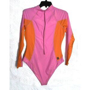 Jolyn Elizabeth Long Sleeve One-Piece Swimsuit Pink & Orange Zionvolcano L